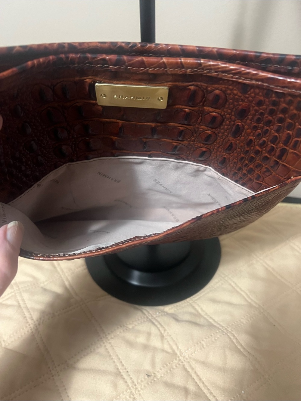 Brahmin Katie Pecan Melbourne Croc-Embossed Leather Crossbody Bag - Picture 4 of 13